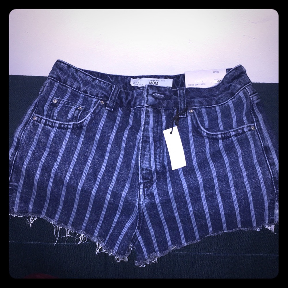 Topshop striped denim cutoff shorts  sz 8 petite